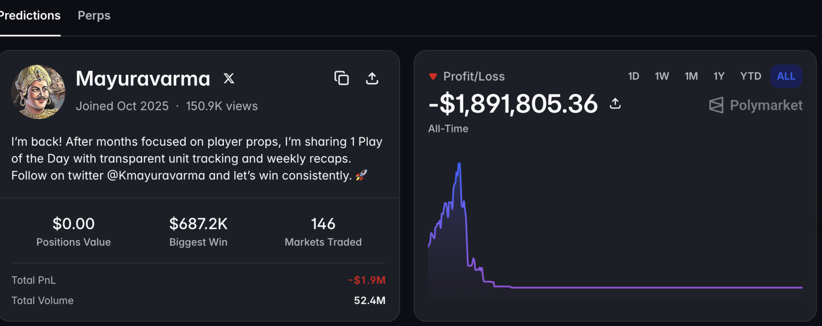 Polymarket wallet performance